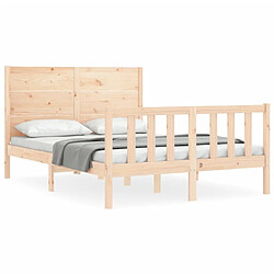 Maison Chic Cadre/structure de lit avec tête de lit pour adulte - Lit Moderne Chambre 140x190 cm bois massif -MN69594