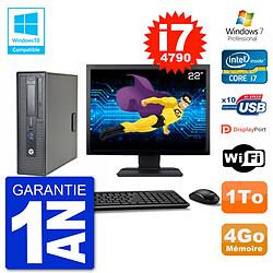 PC HP EliteDesk 800 G1 SFF Ecran 22" i7-4790 4Go Disque 1To Graveur DVD Wifi W7 · Occasion 