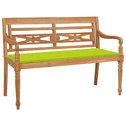 vidaXL Banc Batavia avec coussin vert vif 120 cm Bois de teck massif