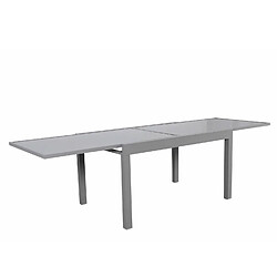 Avril Paris Table de jardin extensible aluminium 270cm + 8 fauteuils empilables textilène gris - LIO 8