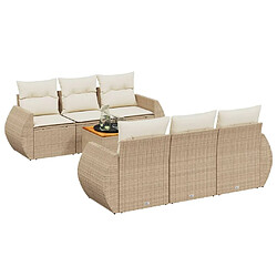 vidaXL Salon de jardin avec coussins 7 pcs beige résine tressée