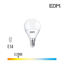 Edm Ampoule LED E14 6W Ronde équivalent à 40W - Blanc Chaud 3200K