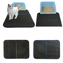 imperméable à l'eau double-couche pour chat litière bac mat mat kitty tapis d'alimentation noir