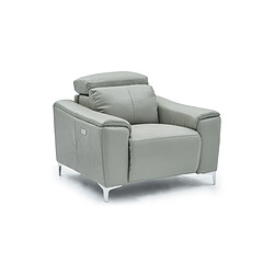 La Maison Du Canapé Fauteuil relaxation électrique 1 place en cuir BIANCA - Gris clair Gris perle