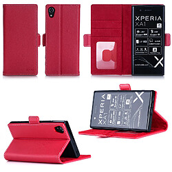 Sony Xperia XA1 : Housse Portefeuille luxe rouge Style Cuir avec stand - Etui coque de protection Sony XA 1 2017 Dual SIM avec porte cartes - Accessoires pochette XEPTIO : Exceptional case 