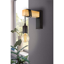 Universal Lampe murale, 1 - Lampe murale vin flammé avec design industriel, lampe vintage en acier et bois, couleurs: noir, marron, s 