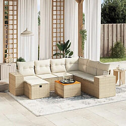 vidaXL Salon de jardin avec coussins 8 pcs beige résine tressée