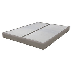 Ebac Sommier tapissier 90+90x200 Omega simili taupe 18 lattes