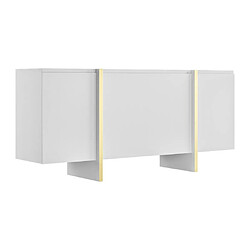 Avis Vente-Unique Buffet avec 4 portes en MDF - Blanc et Doré - LUVONIA