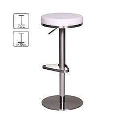 Avis Mes Tabouret de bar rond réglable en hauteur 38x38x57/82 cm en PU blanc