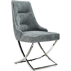 Vivenla Lot de 2 chaises de salle à manger design revêtement en velours gris foncé et piètement en acier inoxydable argenté L.48 x P. 56 x H. 95 cm collection LAVIDA