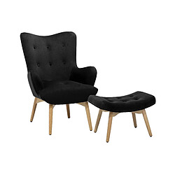 Beliani Fauteuil Velours Noir VEJLE