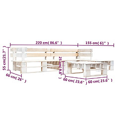 Avis Maison Chic Salon de jardin palette 4 pcs | Ensemble de Table et chaises | Mobilier d'Extérieur Bois Blanc -GKD15414