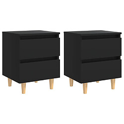 vidaXL Tables de chevet avec pieds en pin 2 pcs Noir 40x35x50 cm