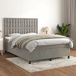 Maison Chic Lit Adulte - Lit simple Lit à sommier tapissier et matelas moelleux - Meuble de Chambre - Gris clair 140x200cm Velours -MN69963