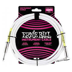 Ernie Ball 6049 - Câble blanc jack-jack coudé instrument - 3m