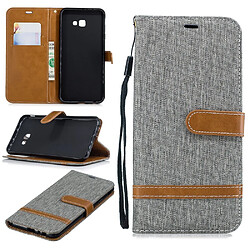 Etui en PU tissu jean bicolore gris pour votre Samsung Galaxy J4 Plus/J4 Prime