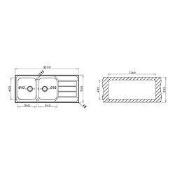 Pyramis ATHENA/2B 1D 116 x 50 cm en acier inoxydable poli, 101102012