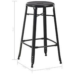 vidaXL Tabourets de bar lot de 2 noir acier pas cher