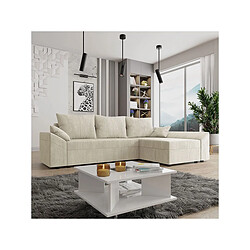 Palozi Sofa Canapé d'angle convertible avec coffre Vaugirard 2 en velours côtelé - 3 places - Beige