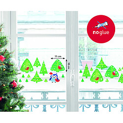 Draeger Sticker fenêtre "Sapins et chouettes" Sticker fenêtre forêt de sapins et chouette de Noël 24 x 3 x 36 cm