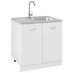 Avis vidaXL Jeu d'évier de cuisine et égouttoir argenté 800x600x155 mm inox