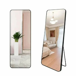 WeValley 137 x 37 cm Miroir sur Pied, Miroir de Sol, Miroirs muraux, Miroir Autoportant, Alliage d'Aluminium avec Cadre-Noir 