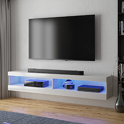 Selsey Meuble tv - VIANSOLA - 140 cm - blanc mat / blanc brillant - éclairage LED