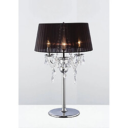 Luminaire Center Lampe de Table Olivia avec Abat jour noir 3 Ampoules chrome poli/cristal Coloris : chrome poli Coloris de l'abat jour : noir Diamètre en Cm : 40 Hauteur en Cm : 61 Poids en Kilos : 3,6 Nombre d'ampoules : 3 Type d'ampoule : E14