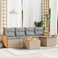 vidaXL Salon de jardin avec coussins 6 pcs beige résine tressée 