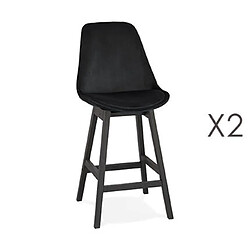 Mes Lot de 2 chaises de bar H66 cm en tissu noir pieds noirs - ELO