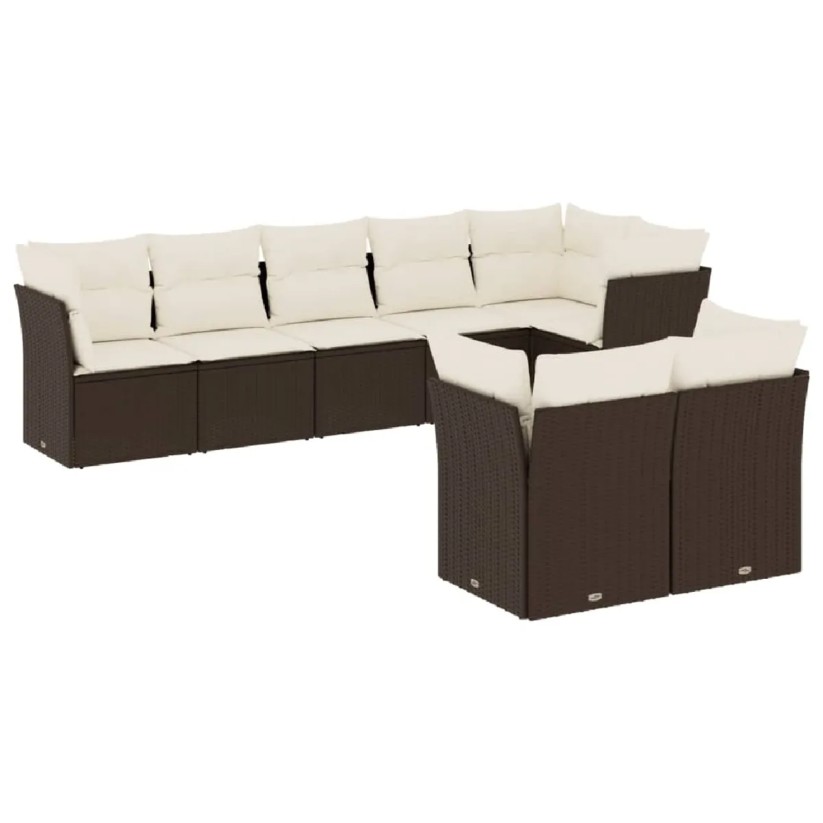 Maison Chic Ensemble Tables et chaises d'extérieur 8 pcs avec coussins,Salon de jardin marron résine tressée -GKD218681