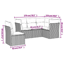 Avis vidaXL Salon de jardin avec coussins 5 pcs marron résine tressée