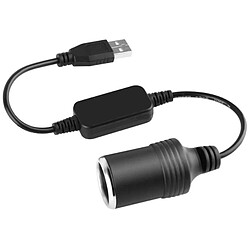 Wewoo Adaptateur de convertisseur de voiture Contrôleur filaire USB vers prise allume-cigare Câble d'alimentation Boost 5V à 12V noir