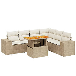 vidaXL Salon de jardin avec coussins 7 pcs beige résine tressée