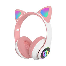 Écouteur Forme d'oreille de chat Lumières LED Pliable Universel-Rose 