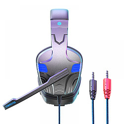 General Casque de jeu filaire, prise audio 0,1 pouce, coussinets en mousse à mémoire de forme, lumière LED, basses surround, léger, compatible avec PC, PlayStation, Xbox, Nintendo Switch.(bleu) 