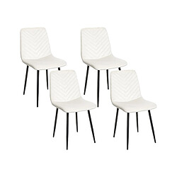 Beliani Chaise de salle à manger HAVRE Set de 4 Velours Blanc cassé