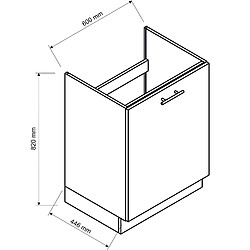 Pegane Meuble bas de cuisine avec 1 porte coloris blanc - longueur 60 x profondeur 44,60 x hauteur 82 cm