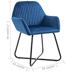 vidaXL Chaises à manger lot de 2 Bleu Velours pas cher