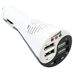 Adaptateur secteur chargeur de voiture Titan USB, 12 / 24V DC à 5V DC / 2A, sur 2x prise USB, + testeur de batterie de voiture 