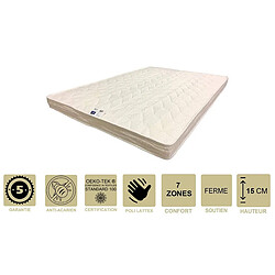 Provence Literie Matelas Ferme avec Latex Naturel Pour Canapé Lit 90x190 x 15 cm - 7 zones de Confort - Ame Poli Lattex HD Haute Résilience - Hypoallergénique