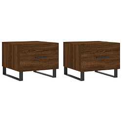 vidaXL Tables basses 2 pcs chêne marron 50x50x40 cm bois d'ingénierie