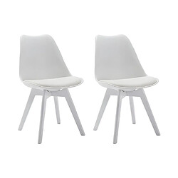 Vente-Unique Lot de 2 chaises JODY - Polypropylène et Hêtre - Blanc pieds Blanc