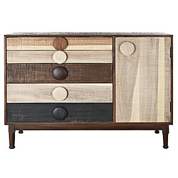 Pegane Buffet haut Meuble de rangement en bois de Sheesham multicolore - Longueur 120 x Hauteur 85 x Profondeur 45 cm