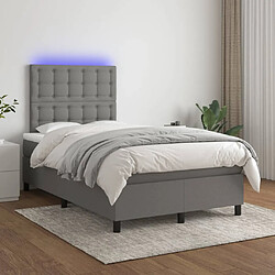 vidaXL Sommier à lattes de lit et matelas et LED Gris foncé 120x200 cm 