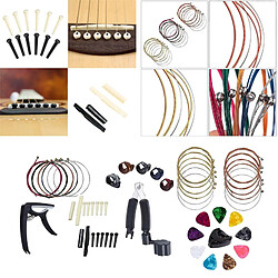 51pcs Accessoires de Guitare Accordeur, Kit de Maintenance de Broches de Pont D'outil de Restring 3-en-1