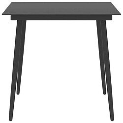 vidaXL Table à dîner de jardin Noir 80x80x74 cm Acier et verre