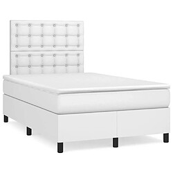 Maison Chic Lit adulte- Lit + matelas,Sommier à lattes de lit avec matelas blanc 120x190cm similicuir -GKD87586