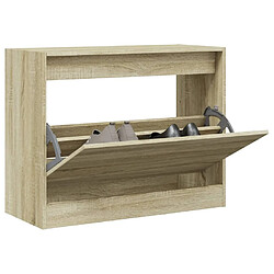 Maison Chic Armoire à chaussures | Meuble de rangement à chaussures Meuble d'Entrée chêne sonoma 80x34x63 cm bois d'ingénierie -MN71716